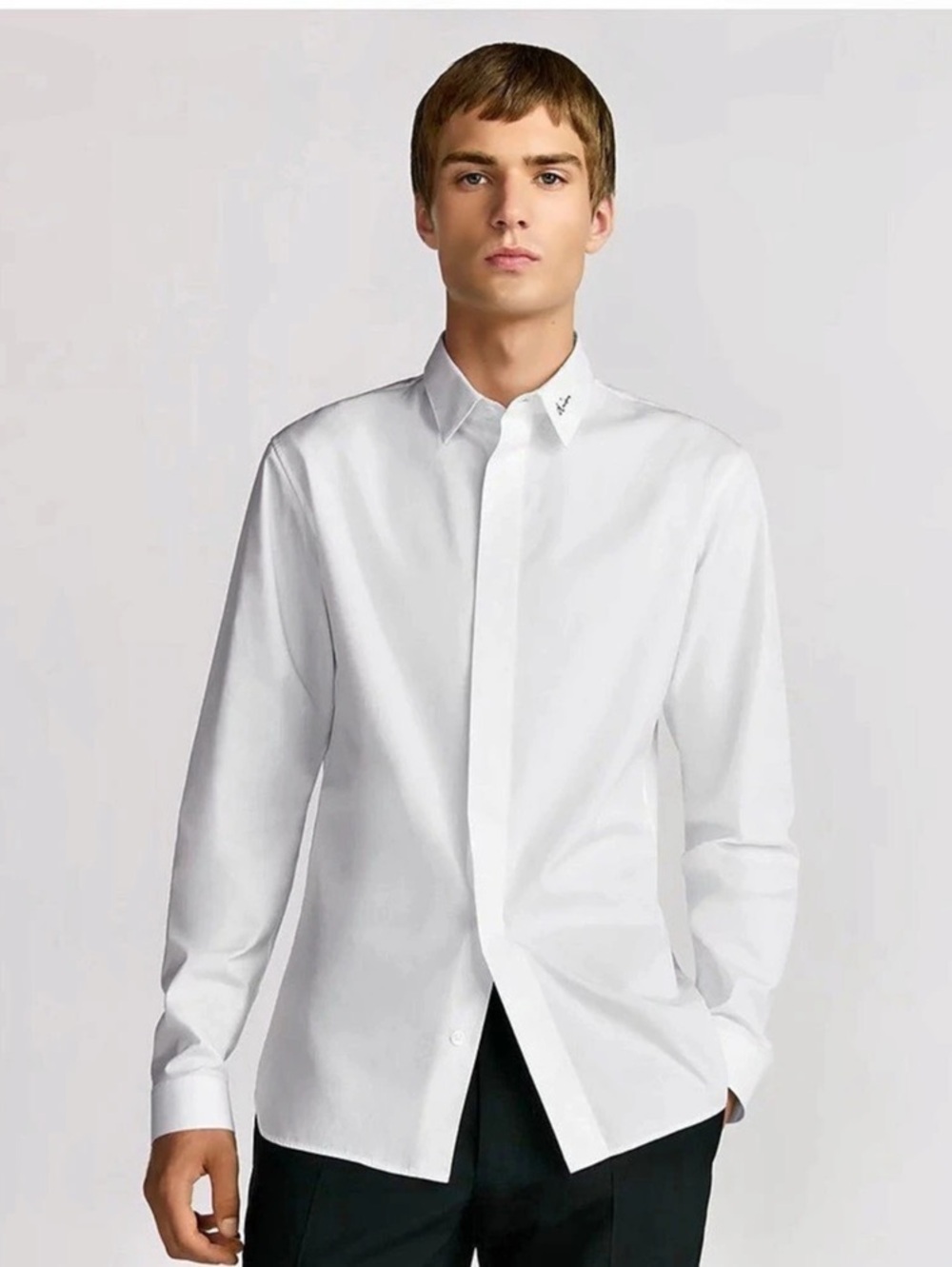 Dior White Button Down Dress Shirt with Logo Size 41/ Large